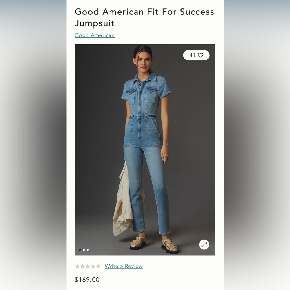 Good American Fit for Success denim jumpsuit size 2